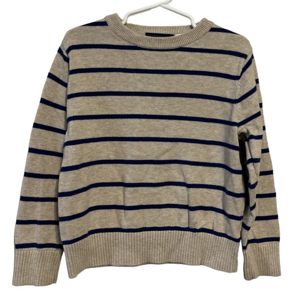 The Children's Place Other - Children's Place Kids Stripe Pullover Sweater Size 4 Xs Taupe/Navy Knit Crewneck